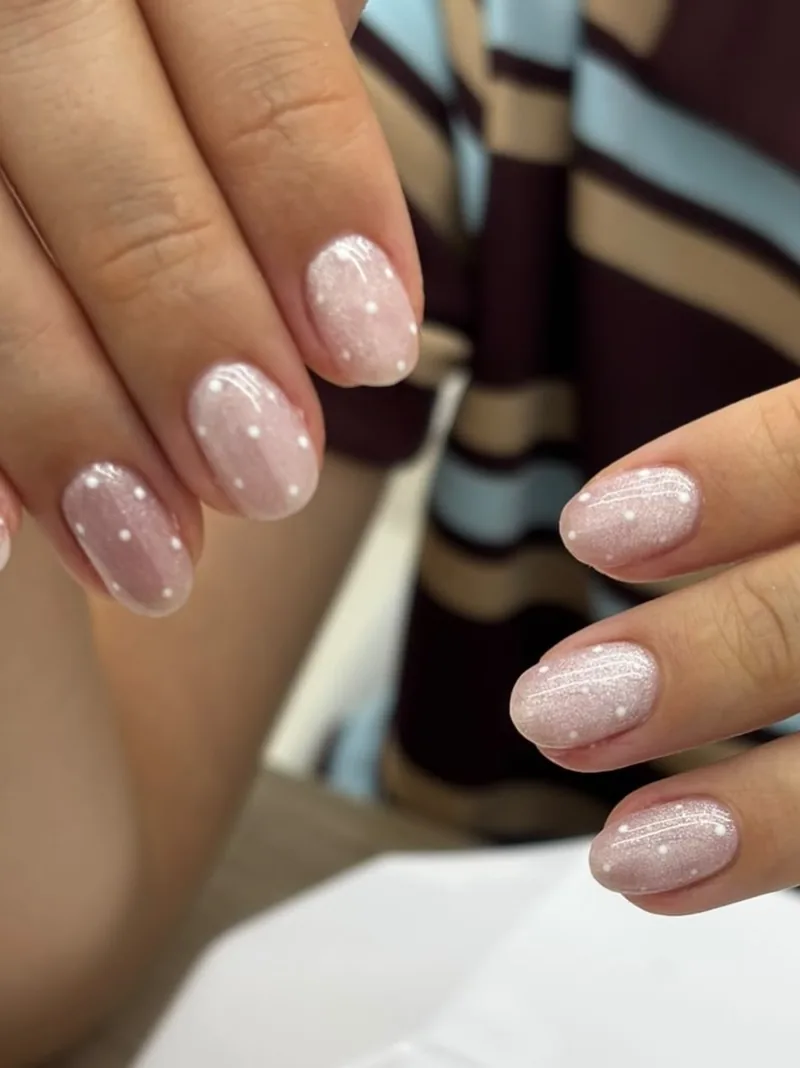 Short nails with a shimmering finish